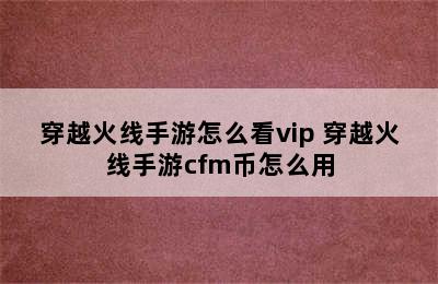 穿越火线手游怎么看vip 穿越火线手游cfm币怎么用